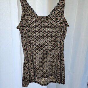 WHITE HOUSE BLACK MARKET Women's Black White & Pink Geometric Design Sleeveless